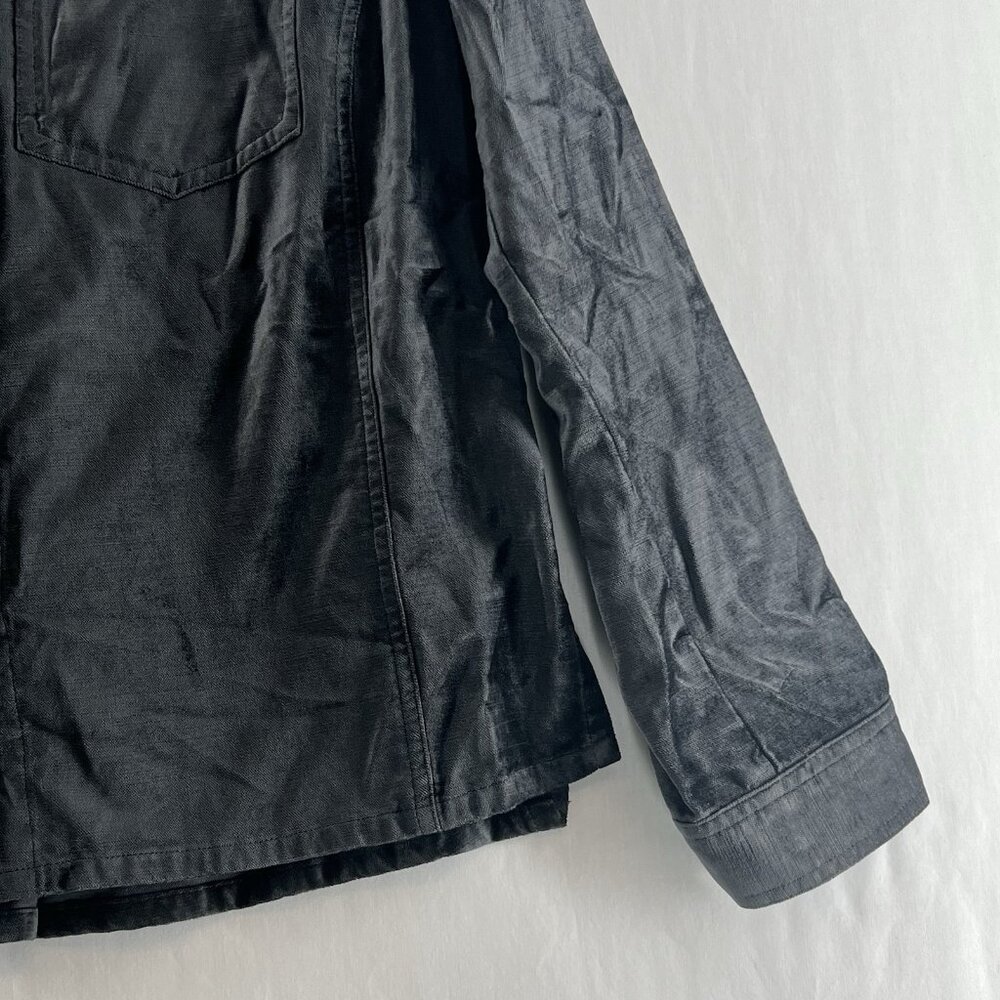Cabi Tuesday Topper Jacket Women M Button Front Pleated Crushed Velvet Iron Gray - Picture 12 of 13